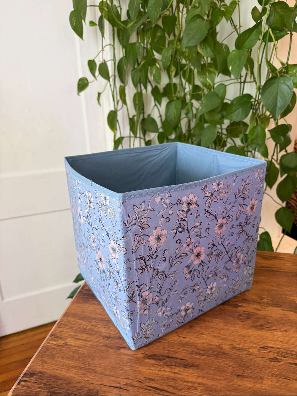 Floral Blue Fabric Storage Cube - Home Accents